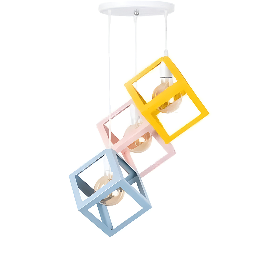 Modern Multi-colored Acrylic Cube Chandelier.