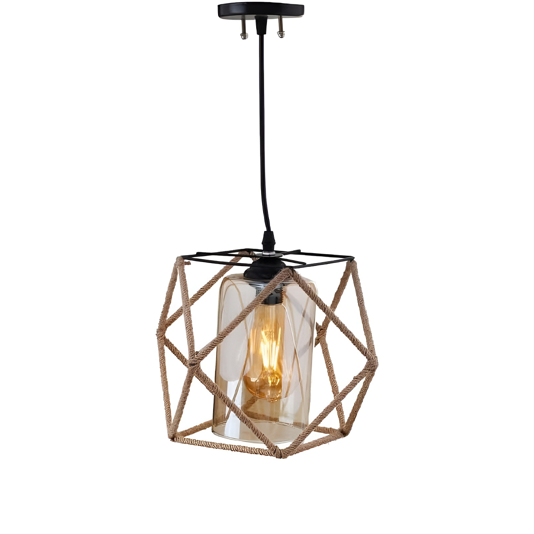 Uncle Sam Hexagonal Metal Linen Chandelier Black