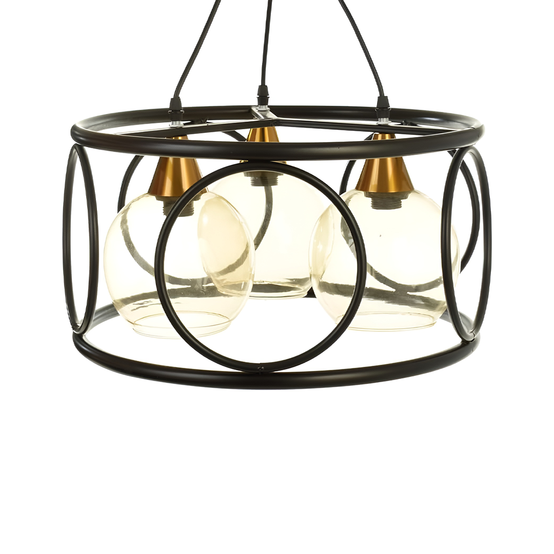 Modern Steel Chandelier (Round Shape) - Black