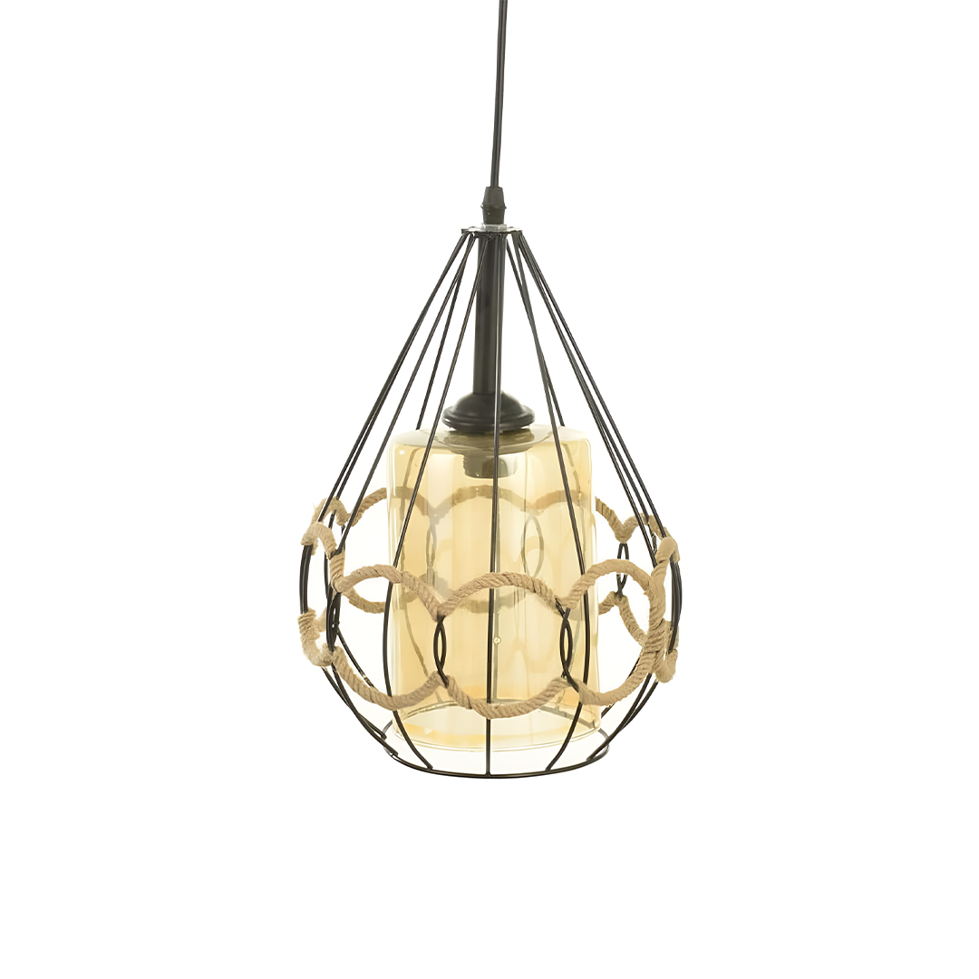 Modern Pendant Cone Shape with Circles - Black