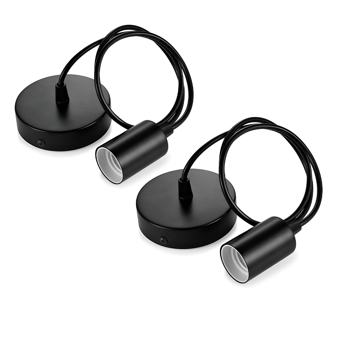 E27 Lamp Holders With Cable - Black.