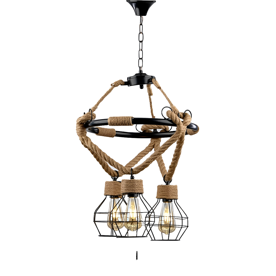 Flower black rope pendant light