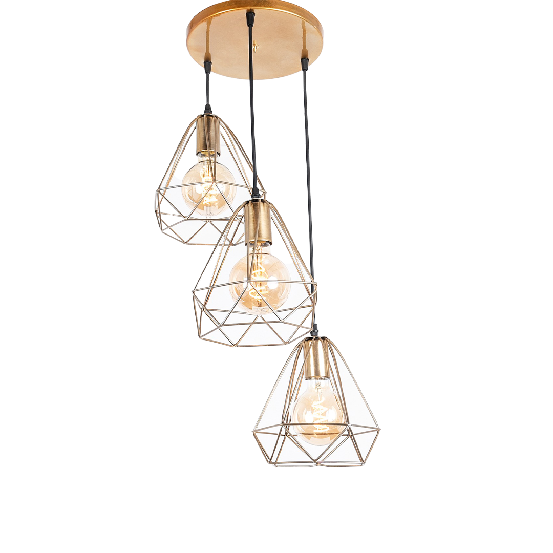 Diamond Fit 3-Light Pendant Light Gold