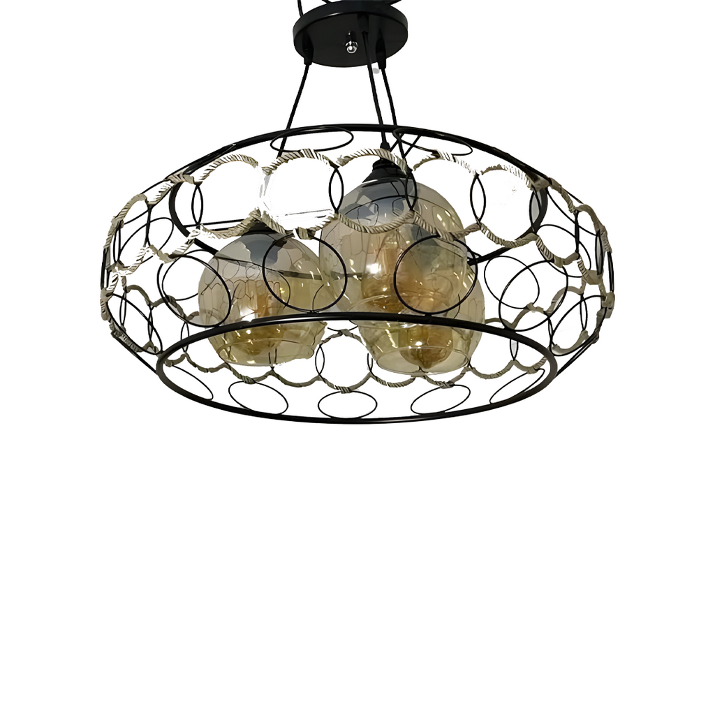 Modern Black Wire Chandelier.