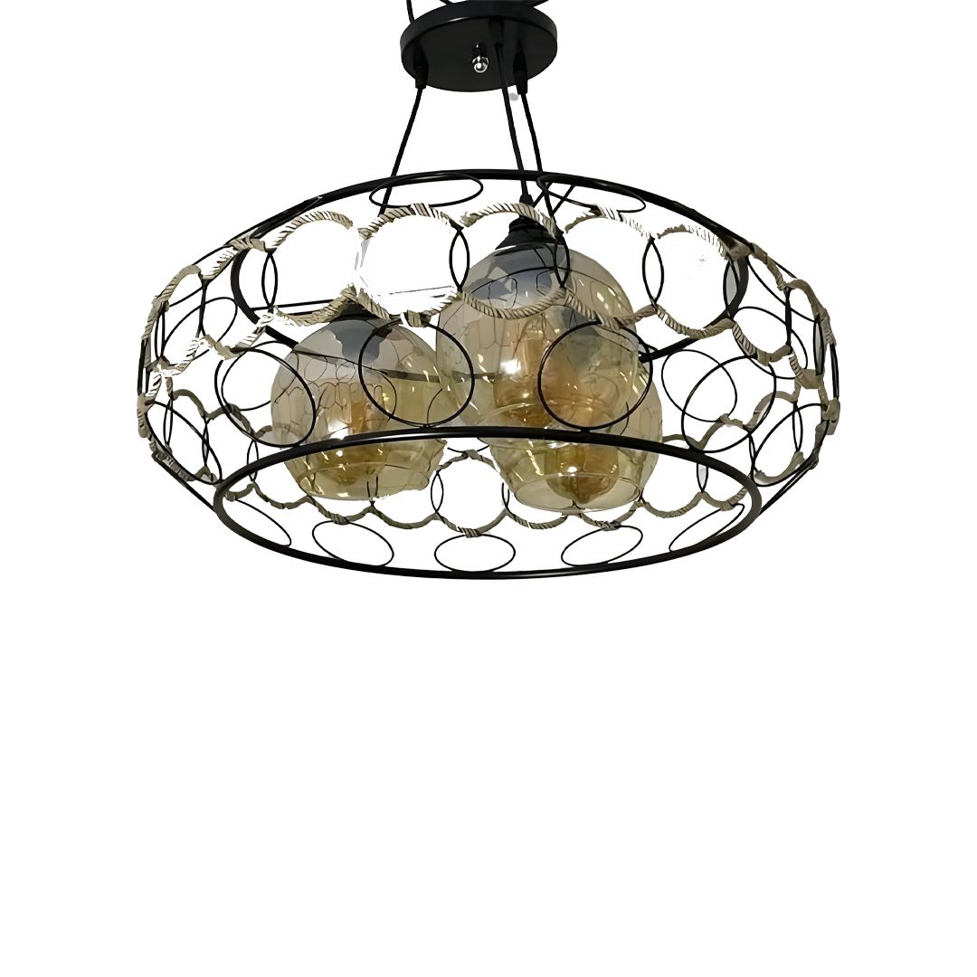 Modern Black Wire Chandelier.