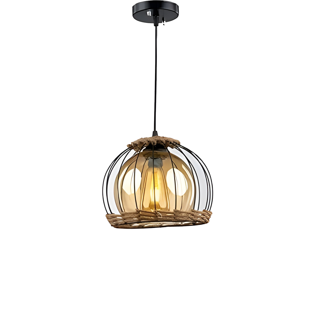 Dome black rope pendant r1008