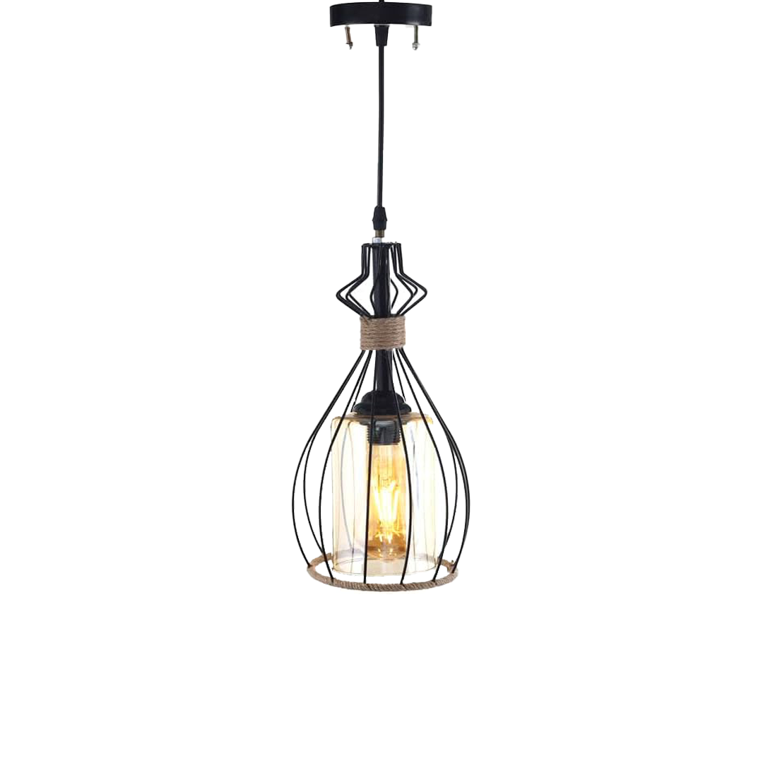 Uncle Sam Modern Metal Linen Chandelier, Black