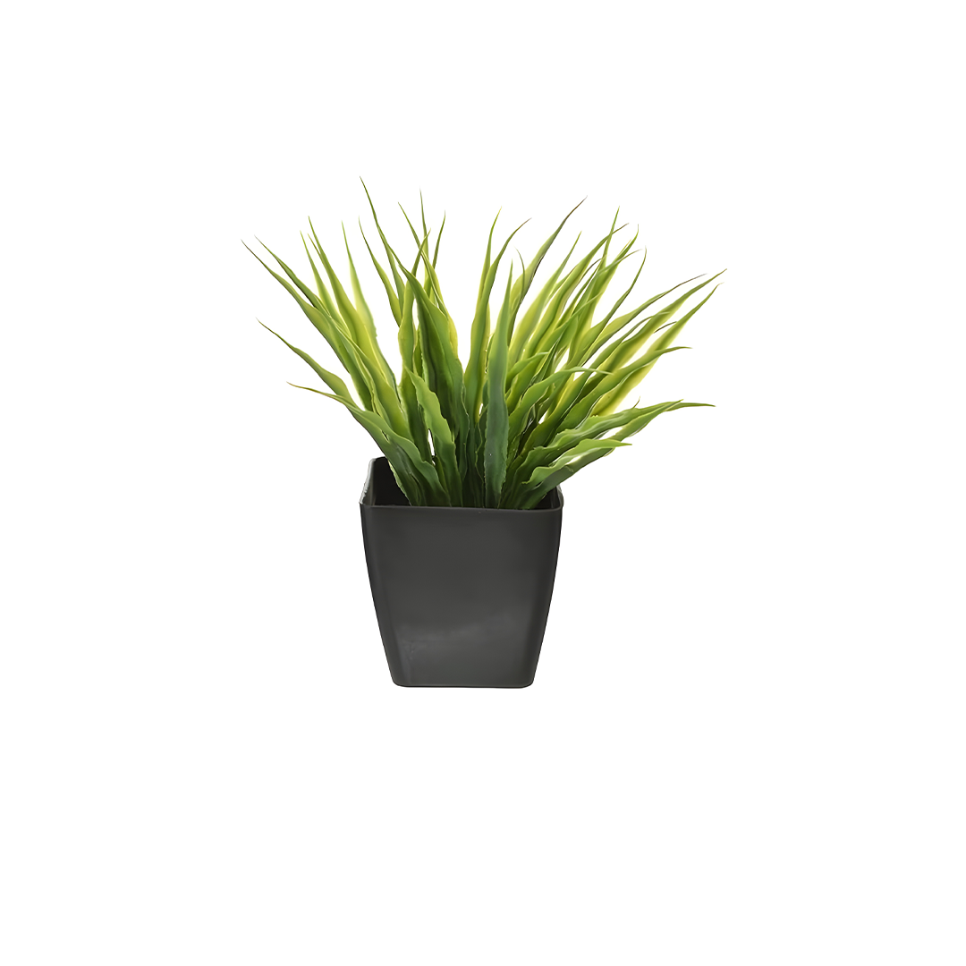 Artificial Plant Green Leaves Medium Bowl with Vase - Black