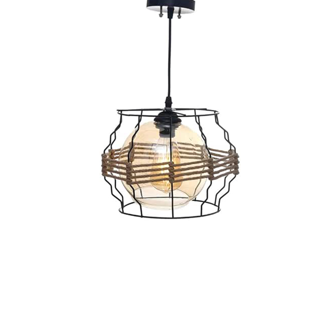 Uncle Sam Modern Metal and Tin Round Chandelier, Black