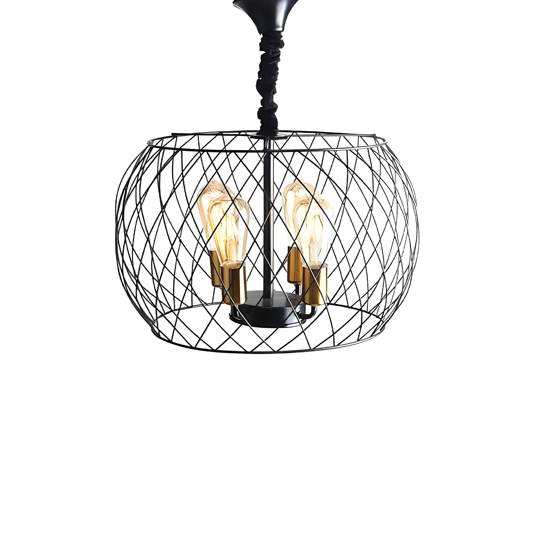 Modern circular metal chandelier with 4 bulbs