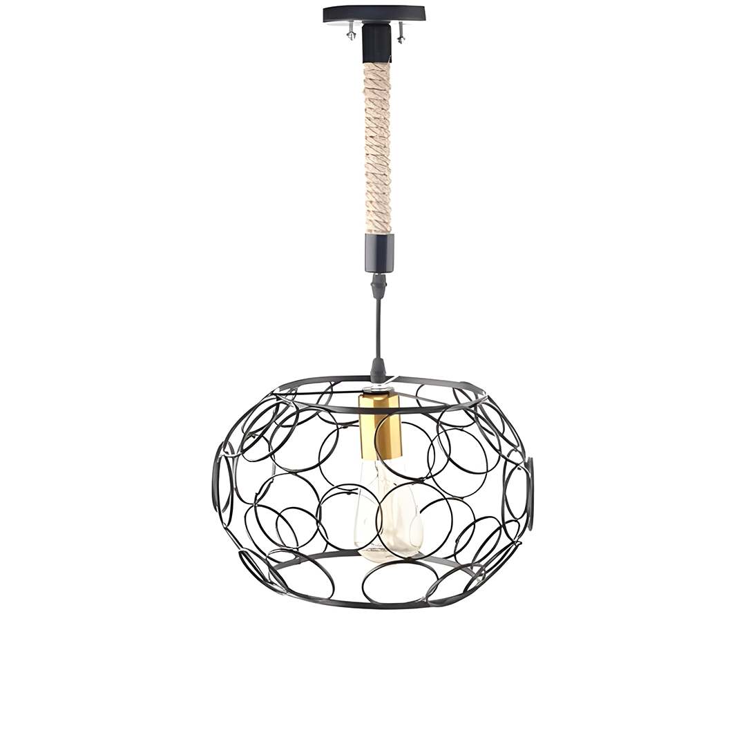 Modern Metal Circular Chandelier, Black