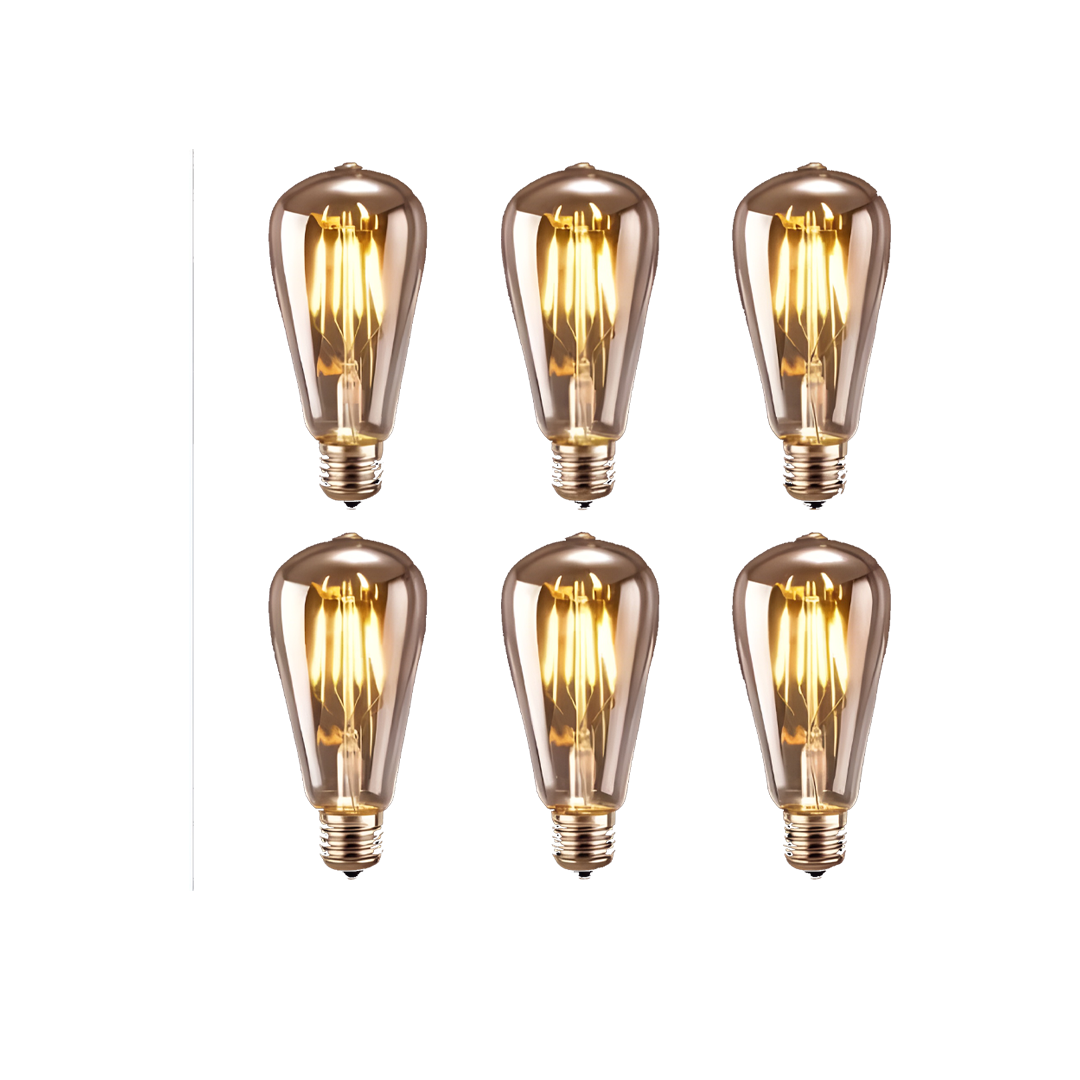 6-Pack Vintage Edison LED Bulbs ST64