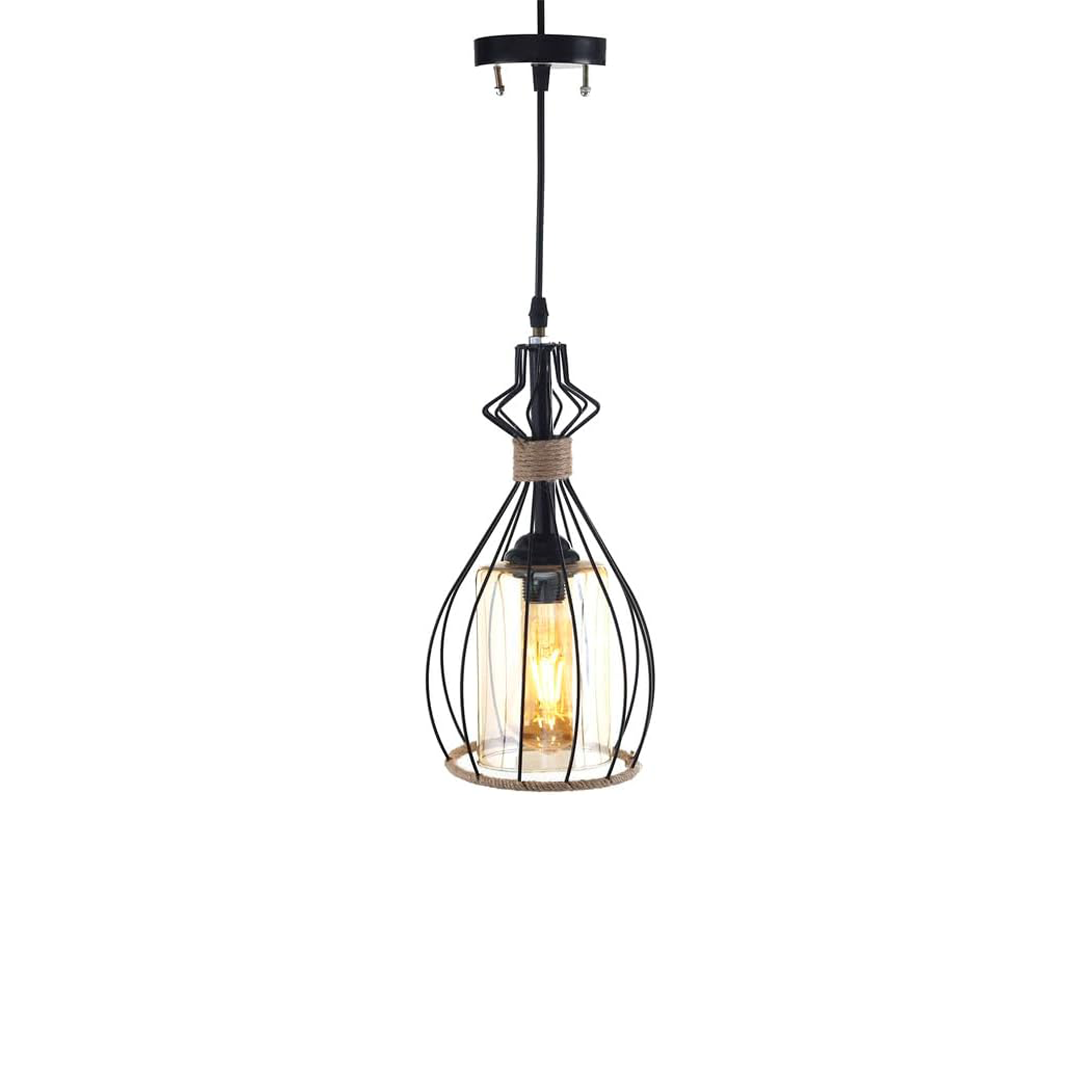Metal Linen Chandelier, Black