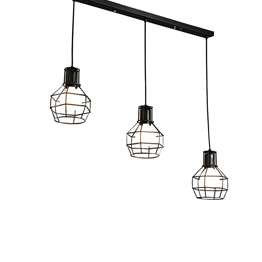 Triple Metal Bombs Black Vintage Decorative Lighting Unit