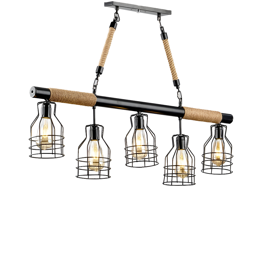 Cannon black rope chandelier 5 lamps R1003,Multicolor
