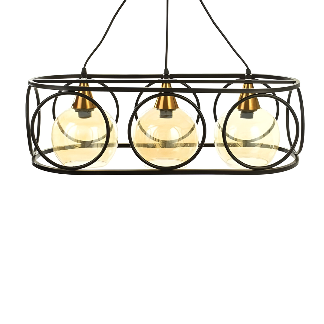 Modern Steel Chandelier (Oval Shape) - Black