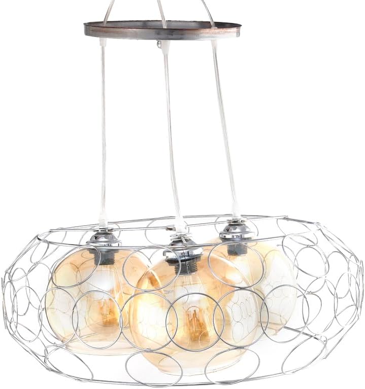 Modern Ceiling Chandelier Circles Shape - 3 lamps - Silver
