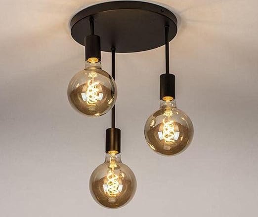 Basic vintage triple black decorative lighting unit for ceiling