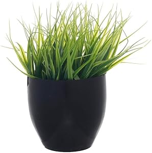 Artificial Plants Vase Large Size Green Leaf - Black