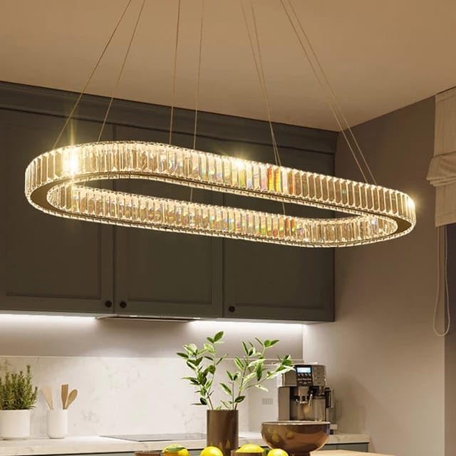 Led crystal oval chandelier 80 cm