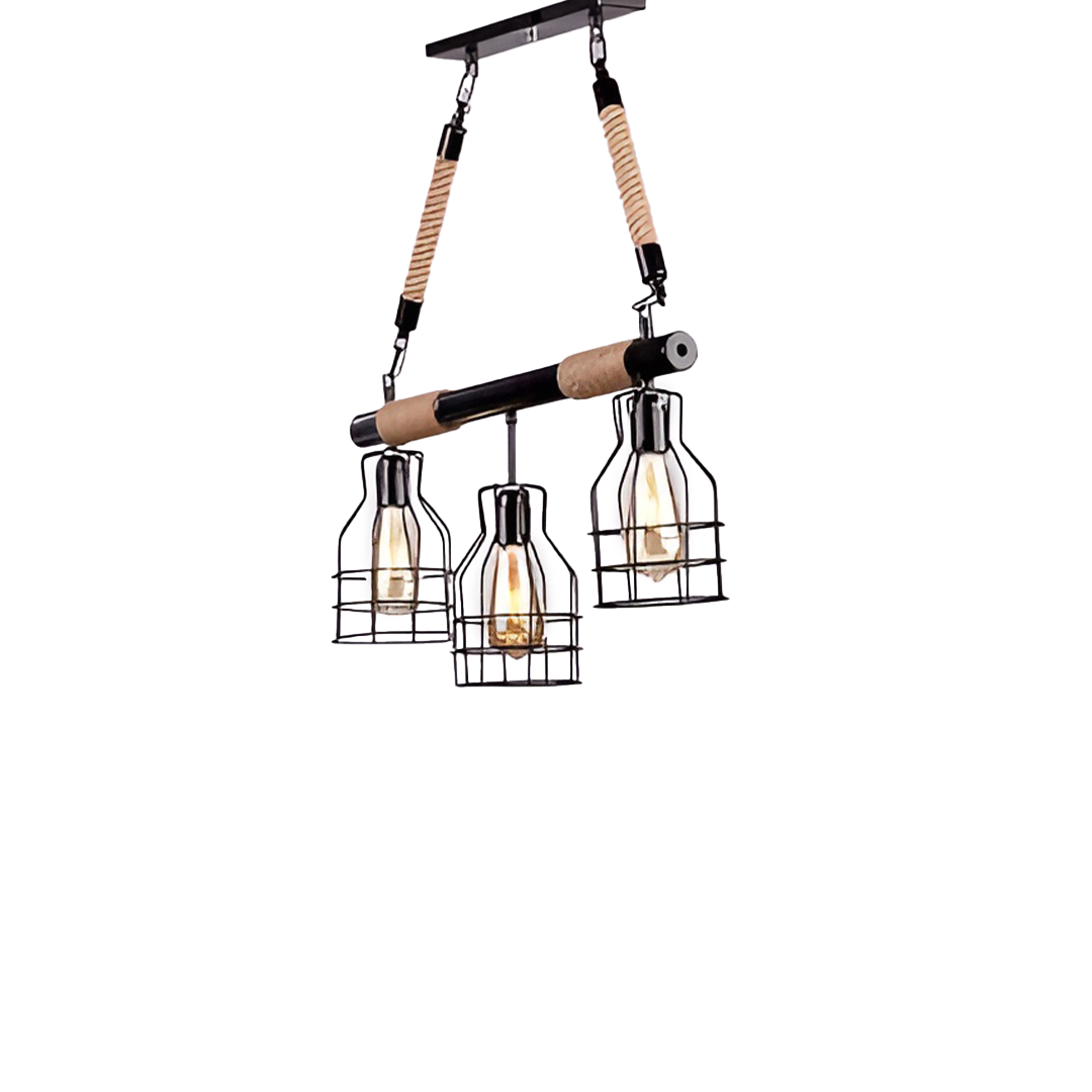 Cannon black rope chandelier 3 lamps r1039