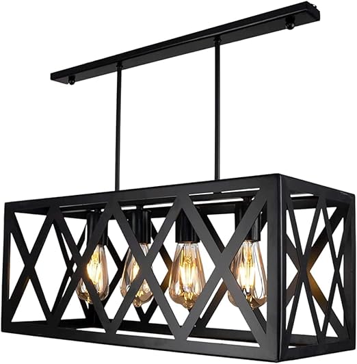 Modern Ceiling Rectangle Chandelier with Xs 4 lamps