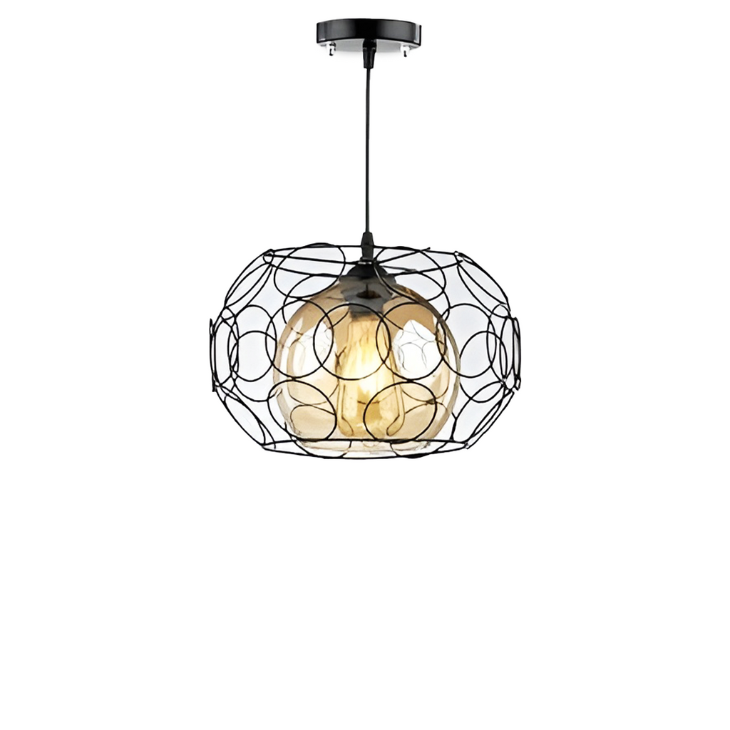 Modern Hanging Ball Ring Black