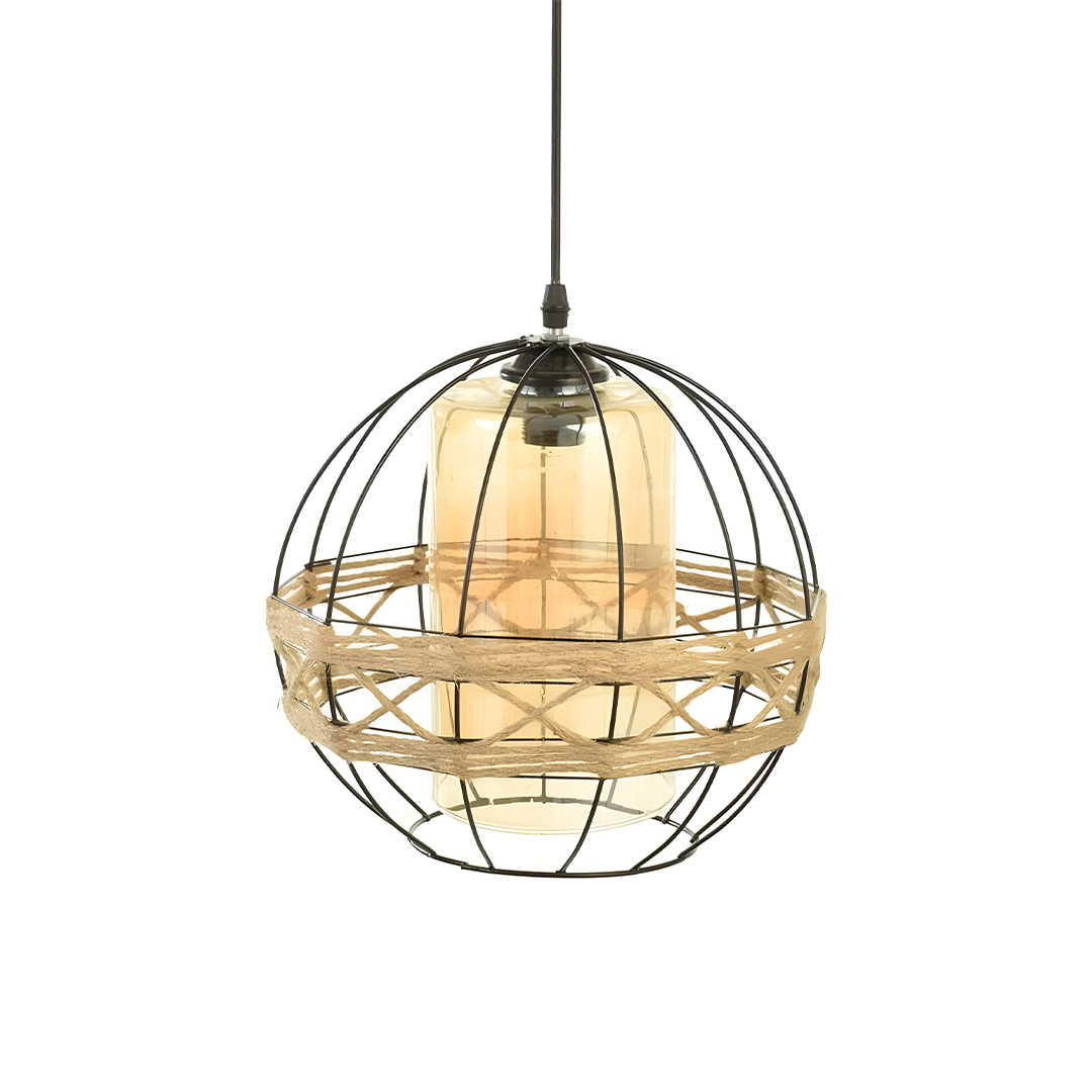Modern Hanging Ball with x shaped Linen - Black