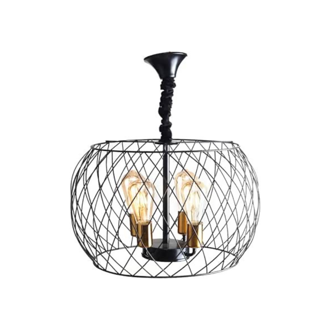 Uncle Sam Modern Metal Round Chandelier with 4 Lights, Black