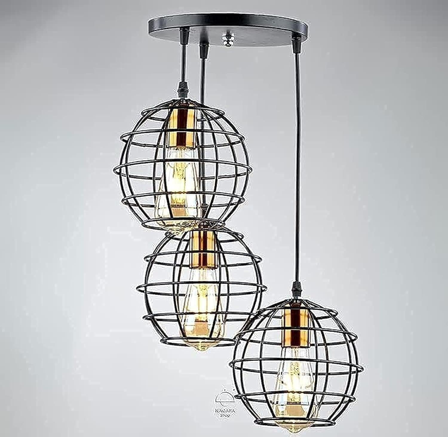 Modern Ceiling Pendant - (Black Ball Triple)