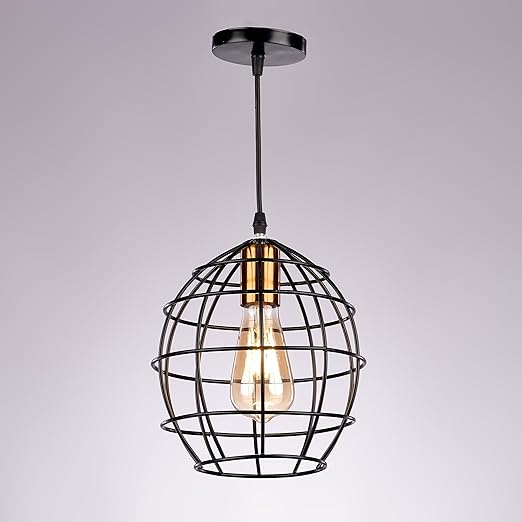 Modern Black Ball Shape Acrylic and Steel Chandelier - 20x25x30cm - Black and Champagne