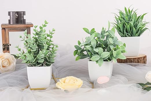 6 Pack Fake Plants Small Artificial Plants Faux Plants Indoor for Home Bathroom Bedroom Living Room Decor