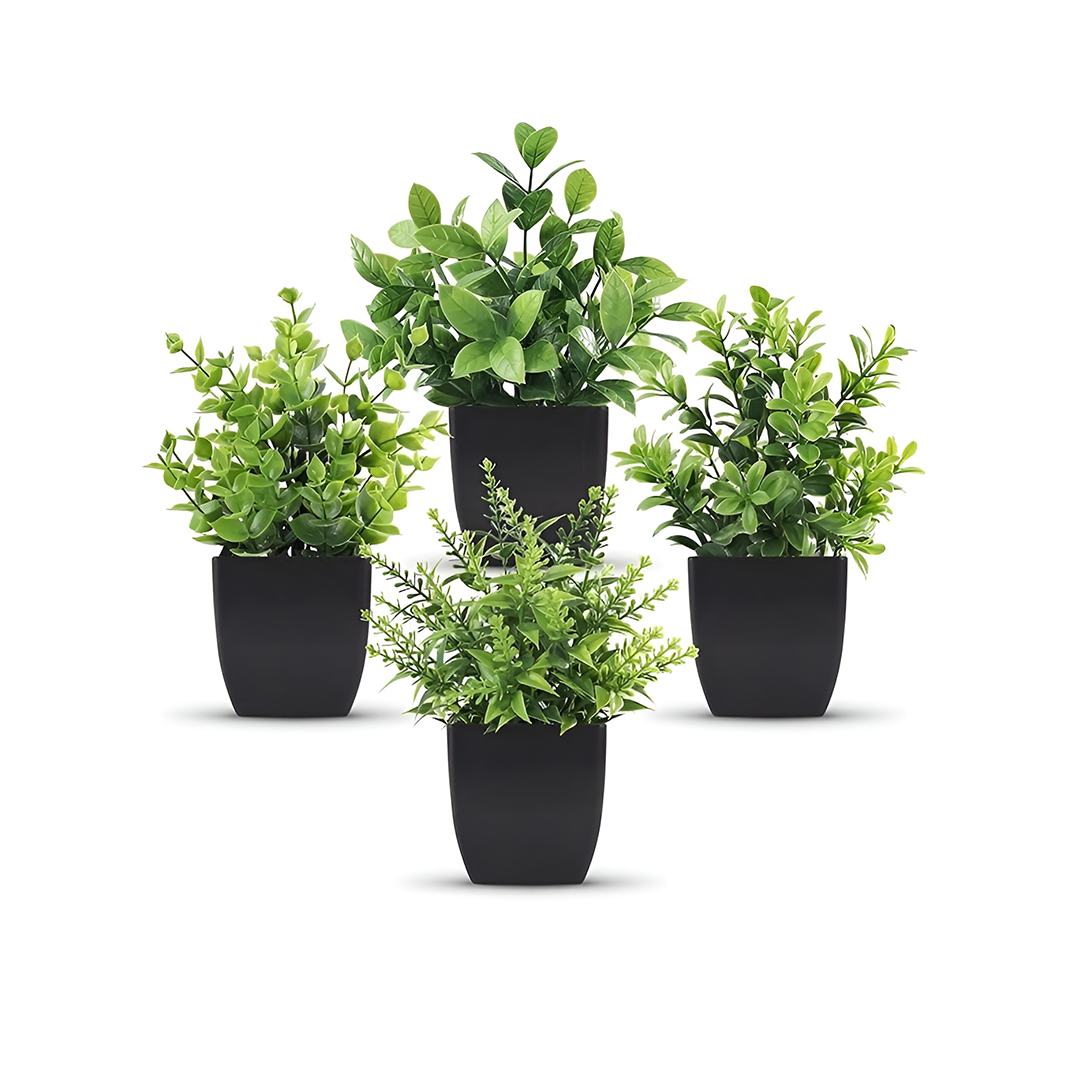 4 Pack Small Fake Plants Mini Artificial Faux Plants.
