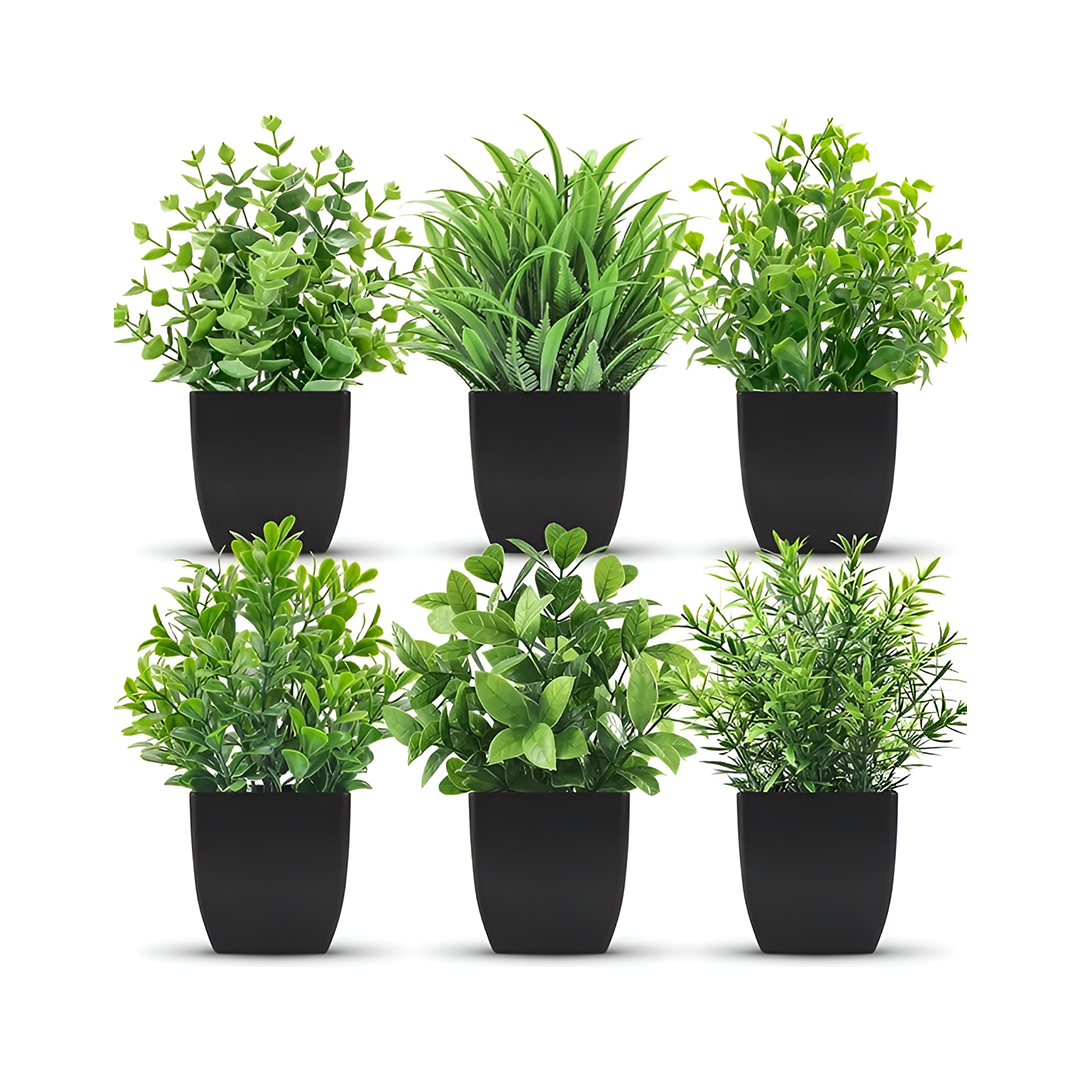 6 Pack Small Fake Plants Artificial Potted Faux Plants.