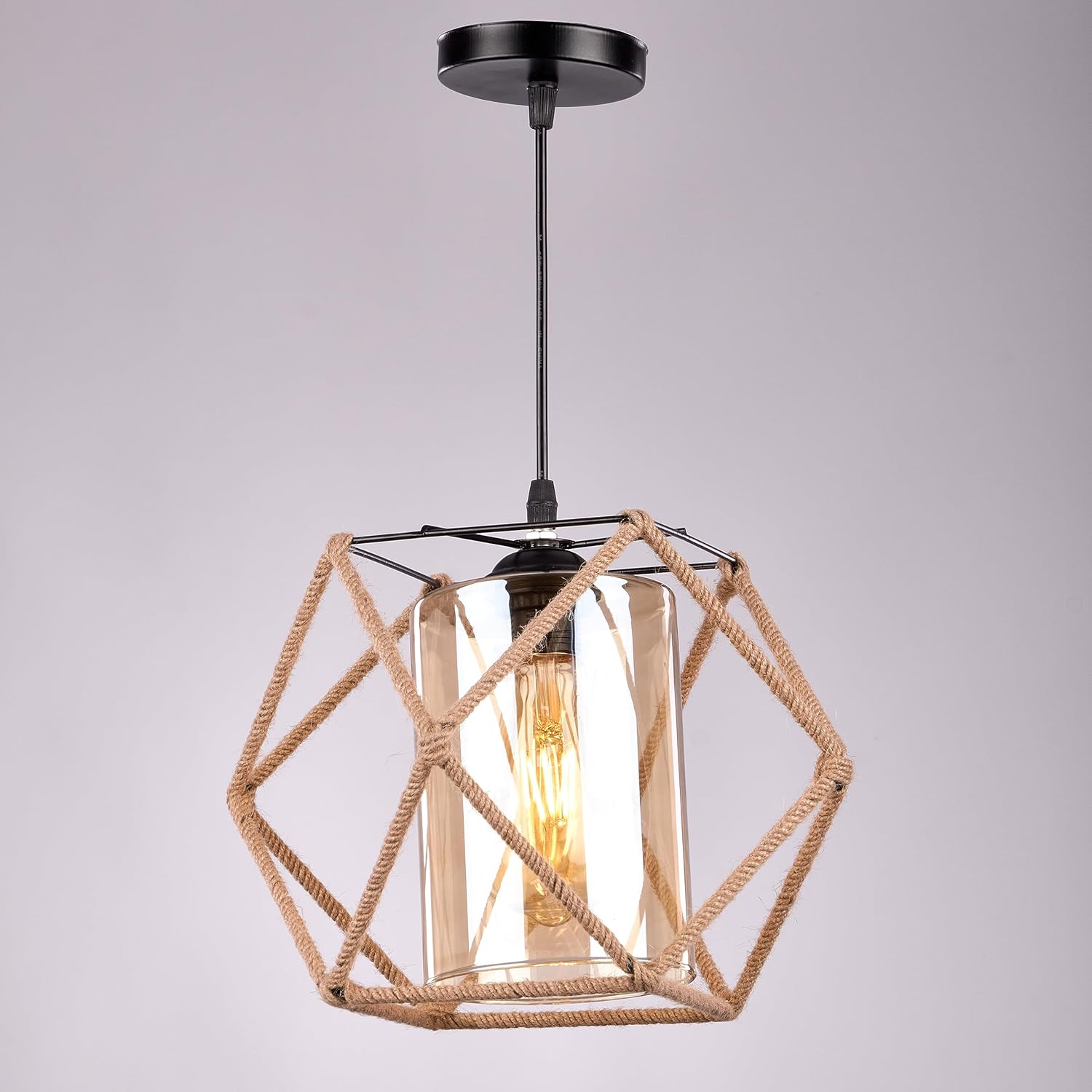 R1034 High Quality Star Rope Ceiling Lamp - Black