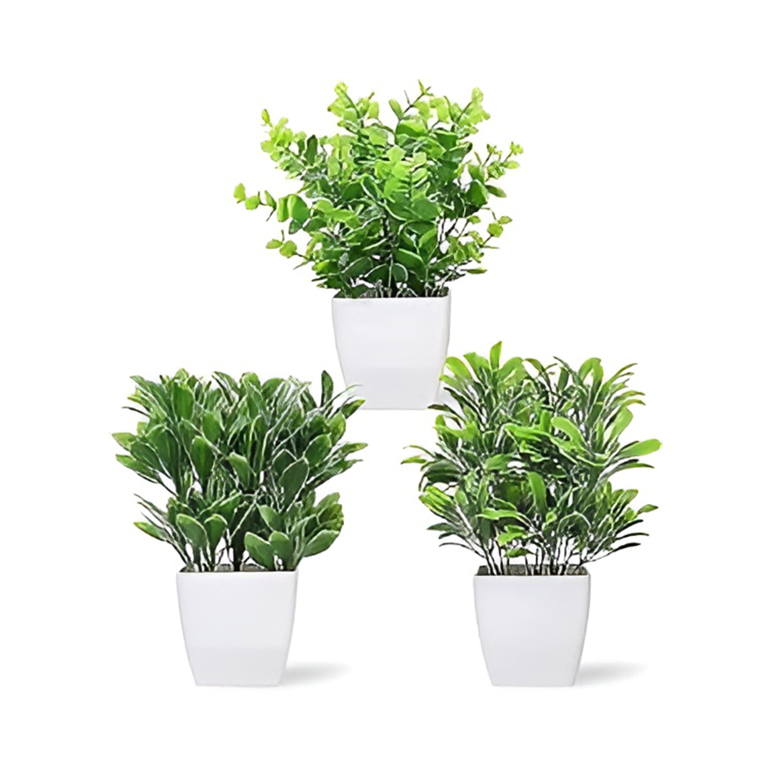 Green Leaves Plastic - 3 Piece Small