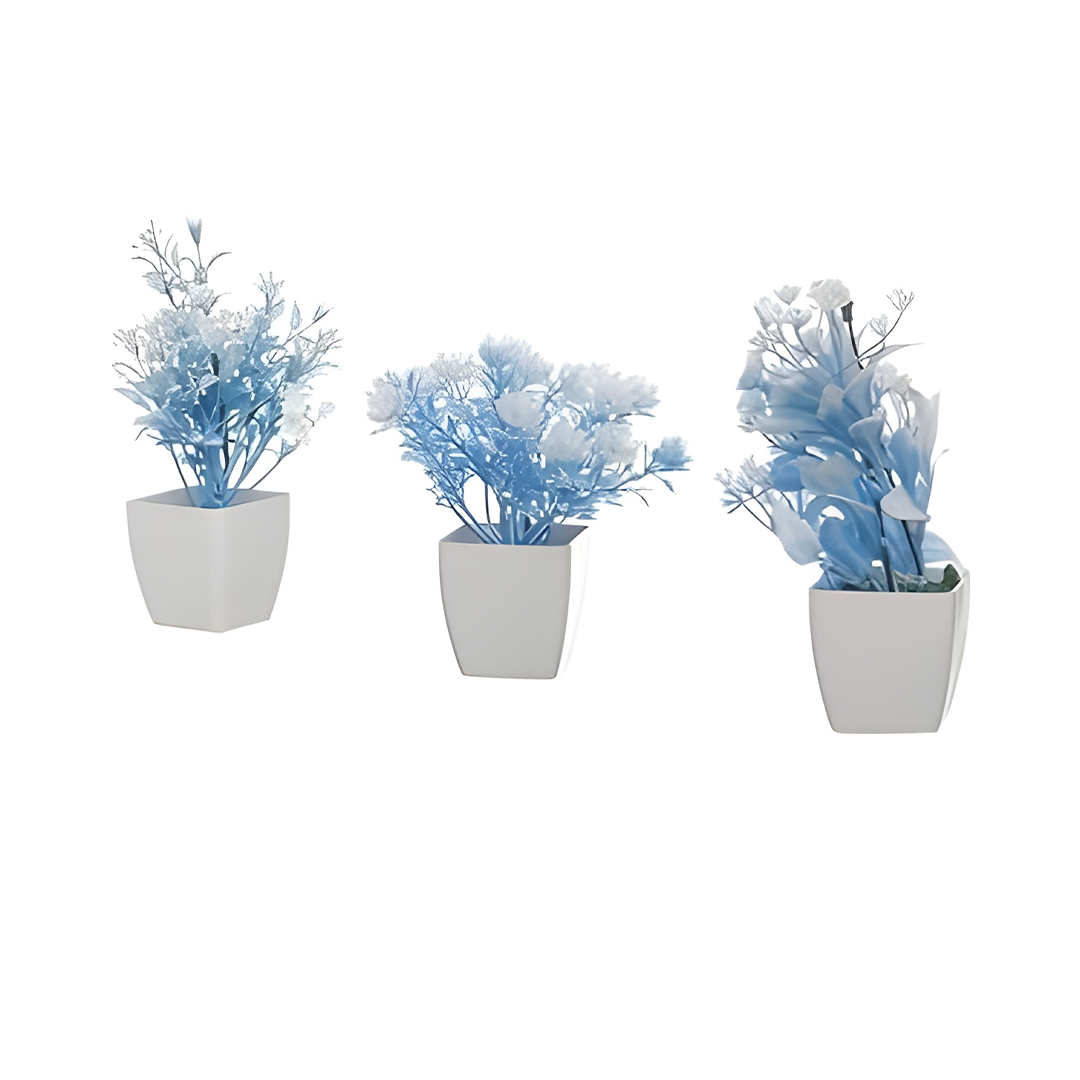 Modern Artificial Planting Set - Blue and White Plant