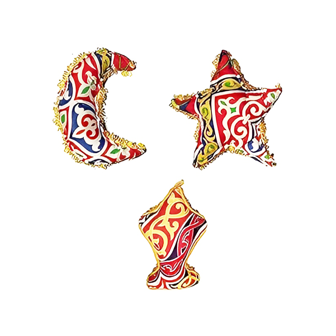 Ramadan Stuffed Crescent, Lantern and Star Khayameya Fabric Set