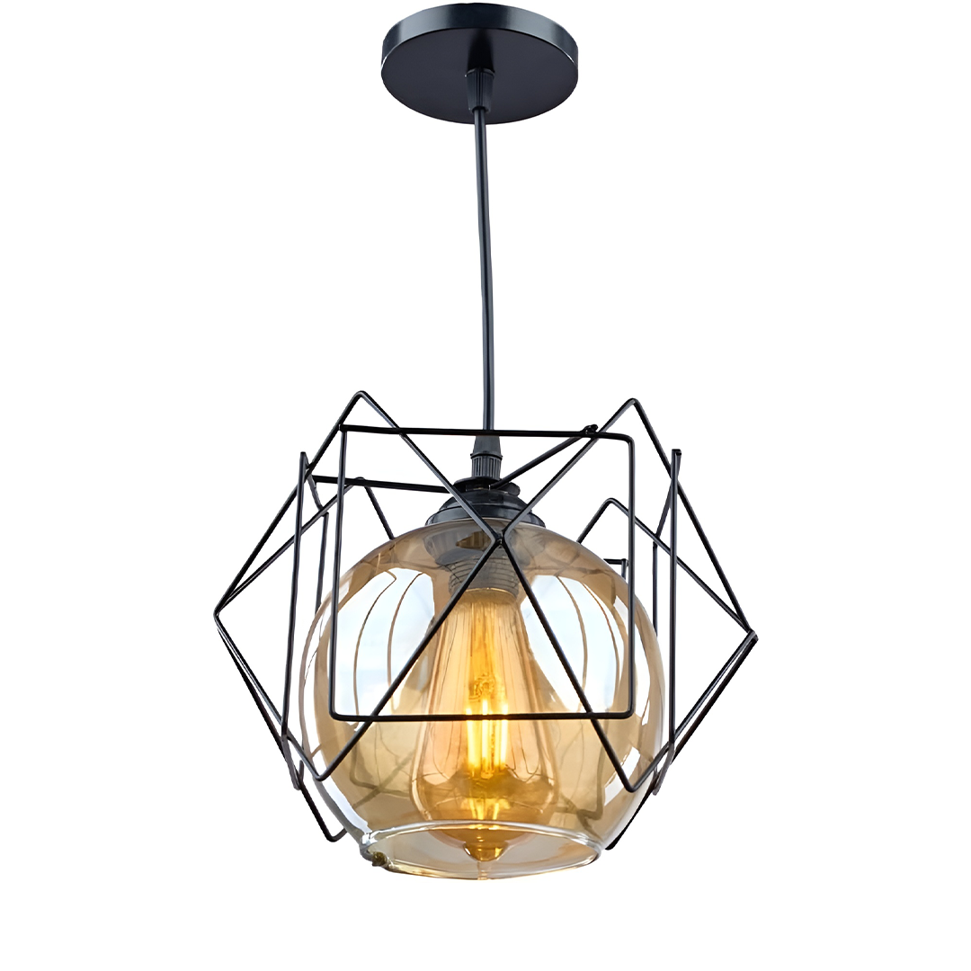 Rb1002 High Quality, Modern Ball Triangle Pendant - Black