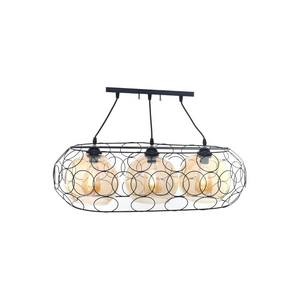 Uncle Sam Modern Oval Ring Chandelier – 3 Bulbs, Black