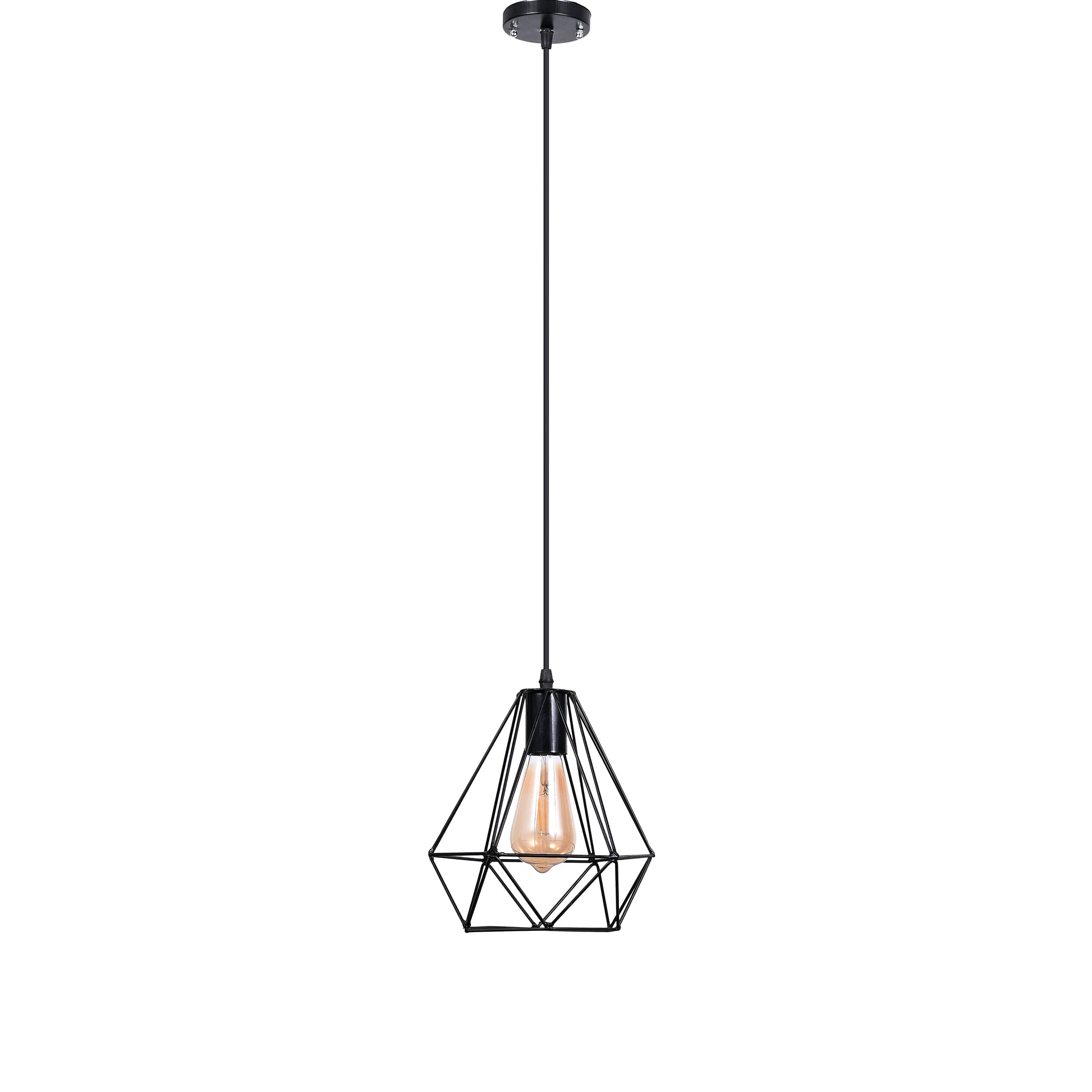 Diamond Pendant 1 Bulb Black
