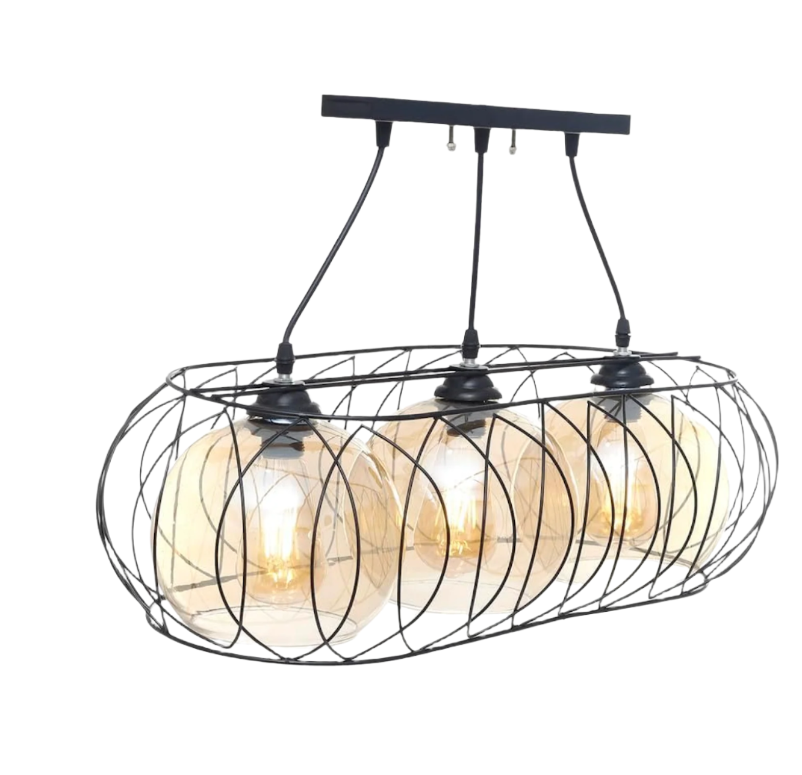 Modern Lashes shaped Chandelier Metal Oval 3 Bulbs