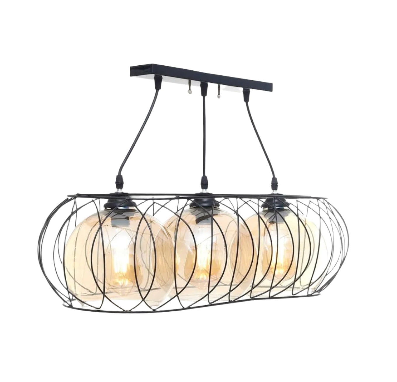 Modern Lashes shaped Chandelier Metal Oval 3 Bulbs