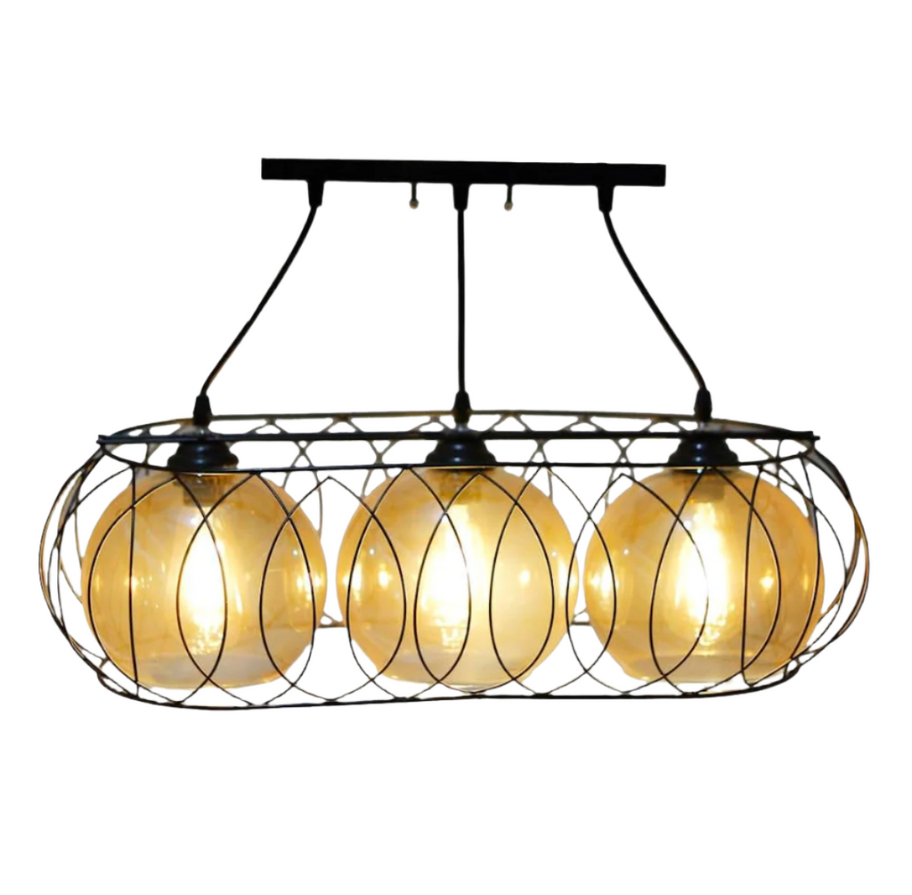 Modern Lashes shaped Chandelier Metal Oval 3 Bulbs