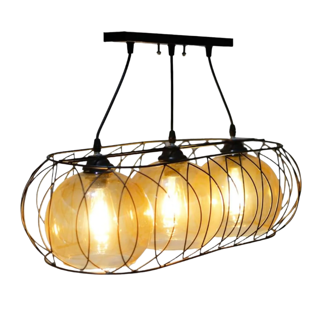 Modern Lashes shaped Chandelier Metal Oval 3 Bulbs