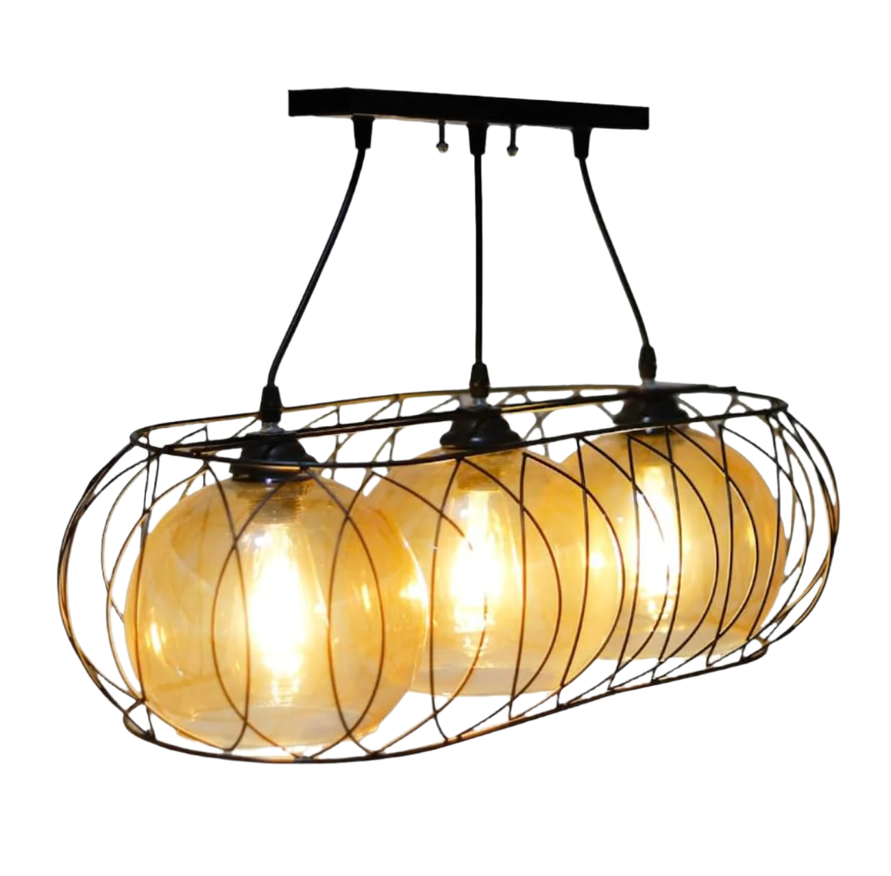 Modern Lashes shaped Chandelier Metal Oval 3 Bulbs