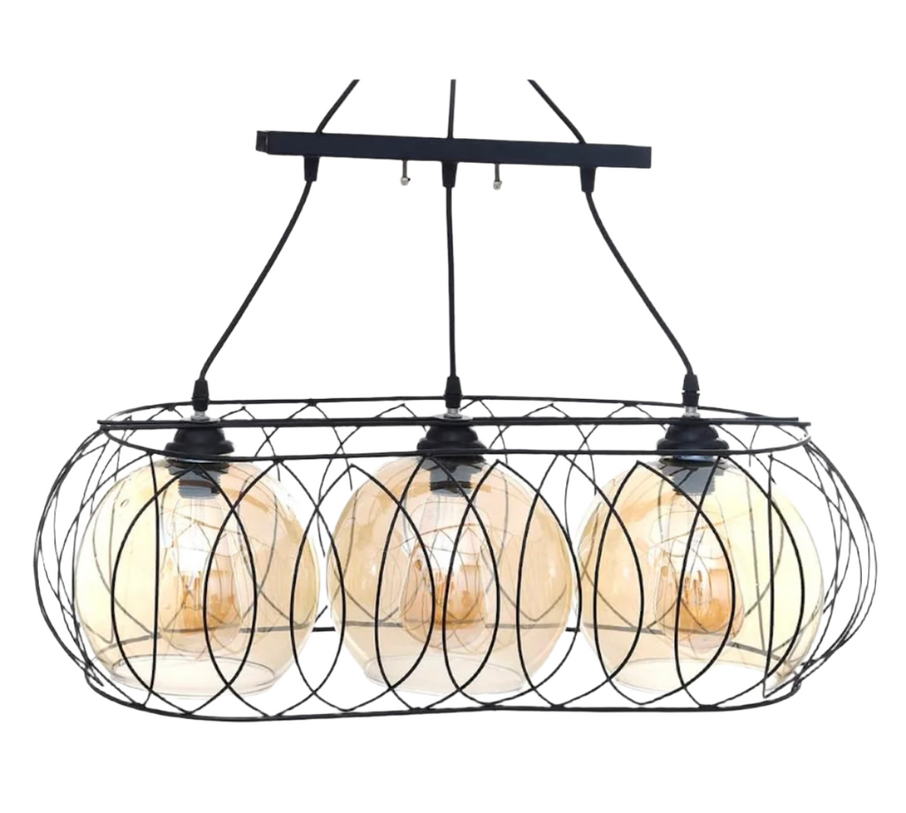 Modern Lashes shaped Chandelier Metal Oval 3 Bulbs