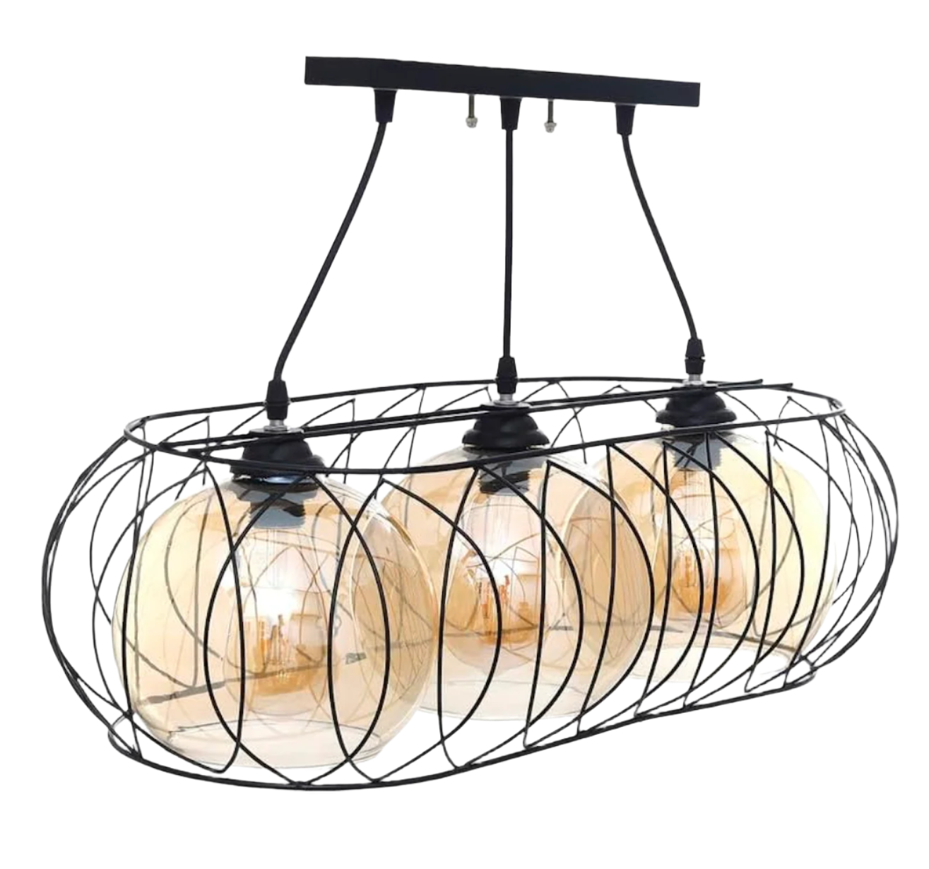 Modern Lashes shaped Chandelier Metal Oval 3 Bulbs