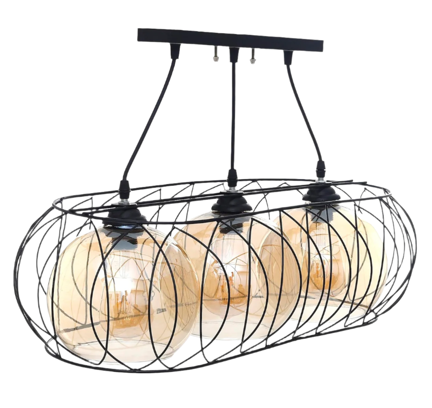 Modern Lashes shaped Chandelier Metal Oval 3 Bulbs