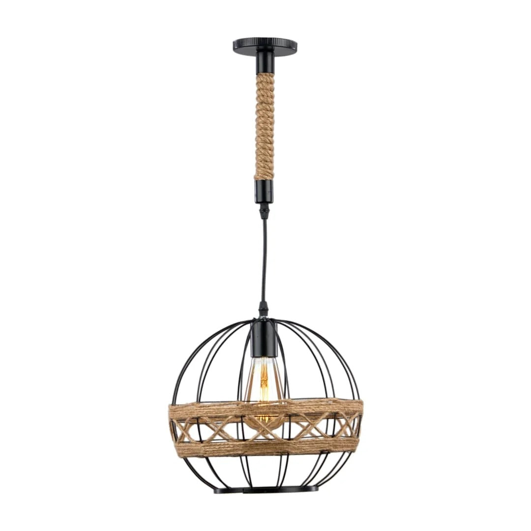 black linen ring pendant, 1 lamp - RB1236